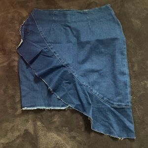 Denim ruffled mini skirt